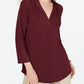 Top feminino Charter Club com manga 3/4, vermelho, tamanho grande