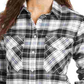 Camisa de flanela feminina Pendleton com cotoveleira, branca, tamanho XX-S