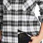 Camisa de flanela feminina Pendleton com cotoveleira, branca, tamanho XX-S