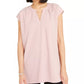 Blusa sem mangas Alfani feminina, lisa, com decote em V, rosa, tamanho médio