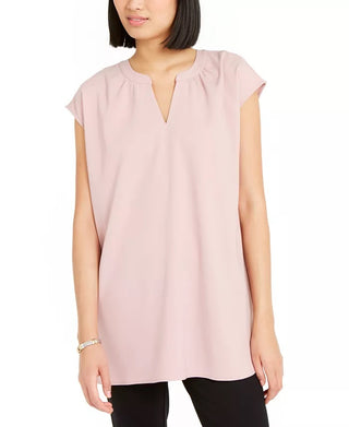 Blusa sem mangas Alfani feminina, lisa, com decote em V, rosa, tamanho médio