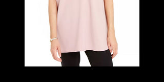 Blusa sem mangas Alfani feminina, lisa, com decote em V, rosa, tamanho médio