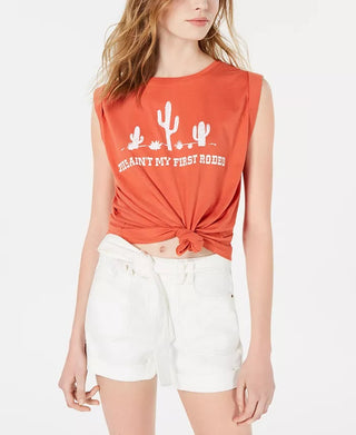 Camiseta regata Love Tribe Juniors Rodeo com estampa de nó frontal laranja tamanho grande