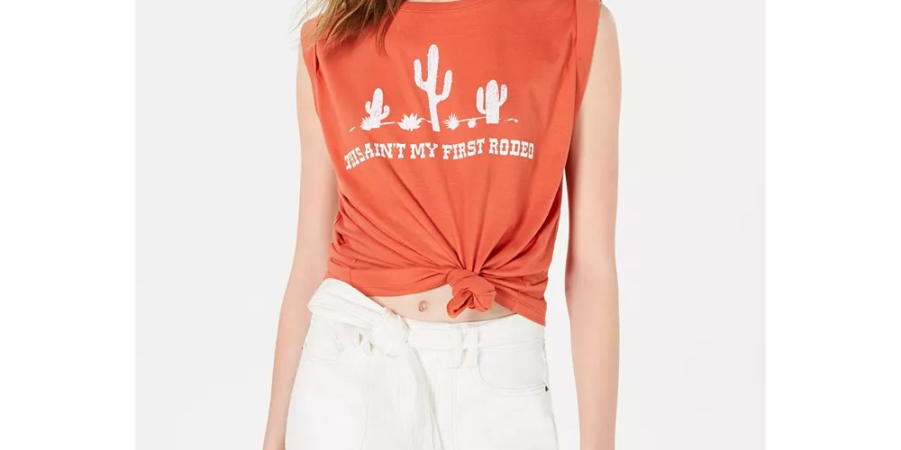 Camiseta regata Love Tribe Juniors Rodeo com estampa de nó frontal laranja tamanho grande