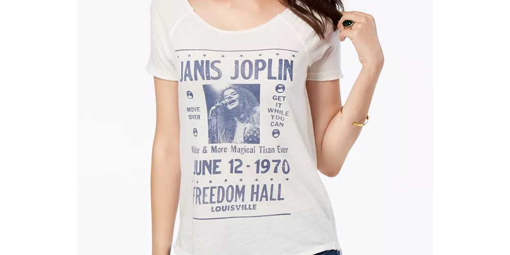 Camiseta feminina Lucky Brand com estampa de faixa de algodão, branca, tamanho pequeno