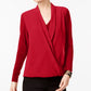 Blusa feminina Alfani Surplice vermelha tamanho X-Large