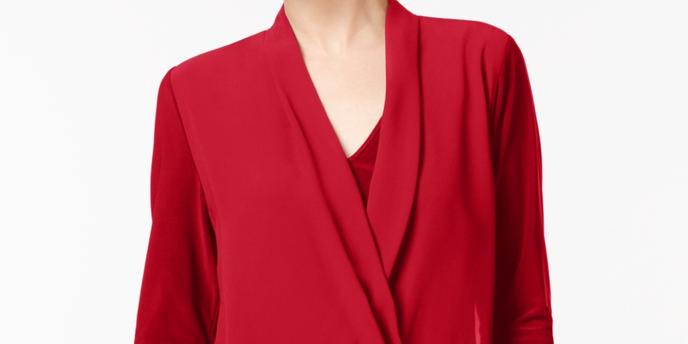 Blusa feminina Alfani Surplice vermelha tamanho X-Large
