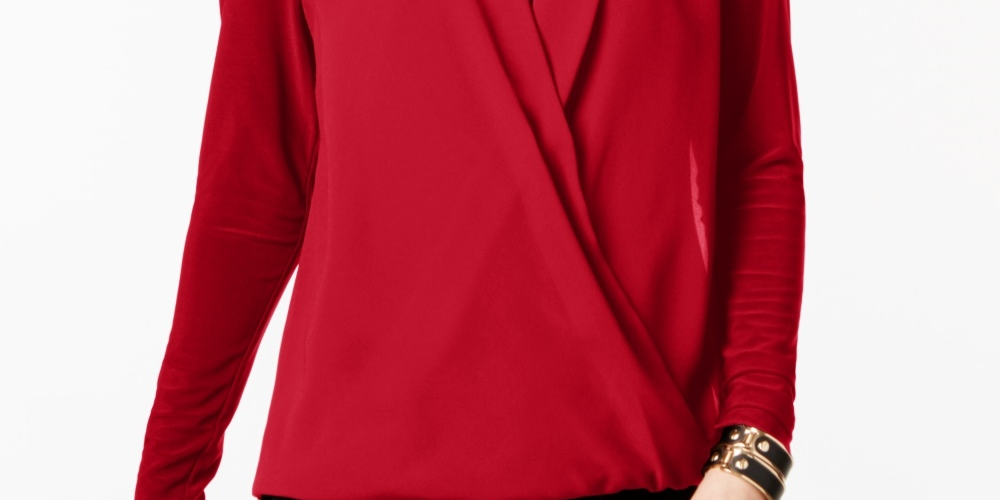 Blusa feminina Alfani Surplice vermelha tamanho X-Large
