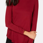 JM Collection Blusa feminina vermelha de manga comprida e gola alta, tamanho P