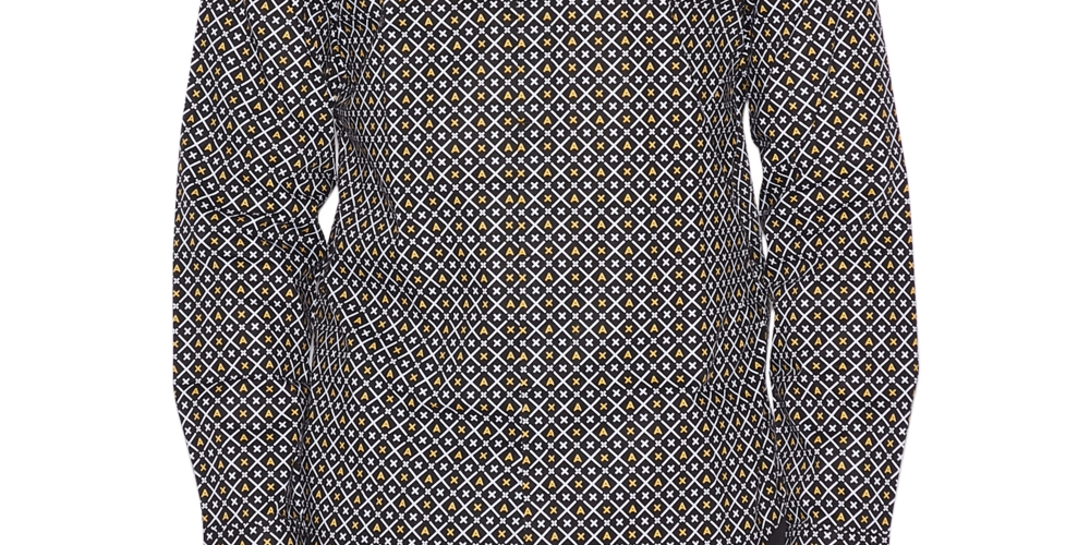 Camisa Masculina Ax Armani Exchange Slim-Fit Stretch com Estampa de Logotipo Preta/Branca Tamanho X-G