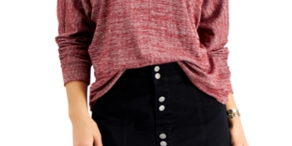 Blusa feminina estilo &amp; co com manga dolman mesclada, vermelha, tamanho grande