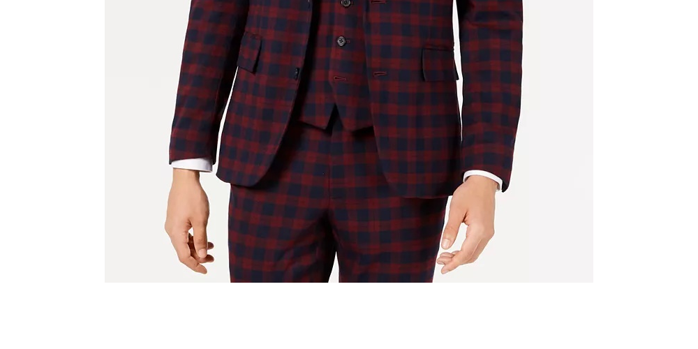 Blazer xadrez slim fit masculino da INC International Concepts, vermelho, tamanho extragrande