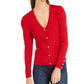 Cardigan feminino canelado de manga comprida aberto com botões e suéter vermelho tamanho extragrande da INC International Concepts