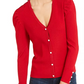 Cardigan feminino canelado de manga comprida aberto com botões e suéter vermelho tamanho extragrande da INC International Concepts