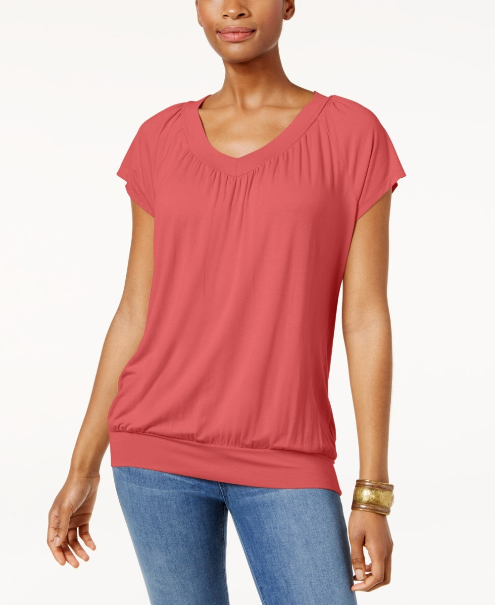 Camiseta feminina Blusa JM Collection Vermelha Tamanho X-S