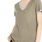 INC International Concepts Camiseta feminina turquesa texturizada brilhante manga curta gola V tamanho pequeno