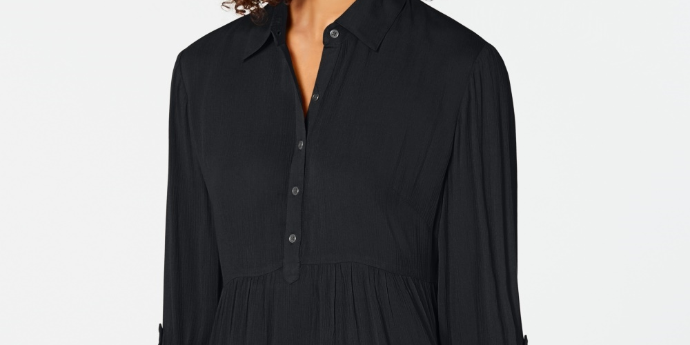 Camisa túnica babydoll feminina pequena estilo &amp; co, preta, tamanho PS