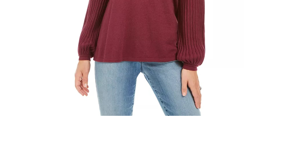Suéter túnica feminino estilo &amp; co, manga curta, vermelho, tamanho PL