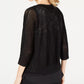 Cardigan feminino preto com manga 3/4 e abertura, tamanho P, da coleção JM