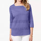 Karen Scott Blusa feminina de renda com manga 3/4 e decote quadrado, roxa, tamanho X-S
