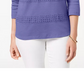 Karen Scott Blusa feminina de renda com manga 3/4 e decote quadrado, roxa, tamanho X-S
