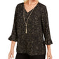 JM Collection Colar com Estampa de Folha, Preto, Tamanho X-S