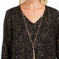 JM Collection Colar com Estampa de Folha, Preto, Tamanho X-S