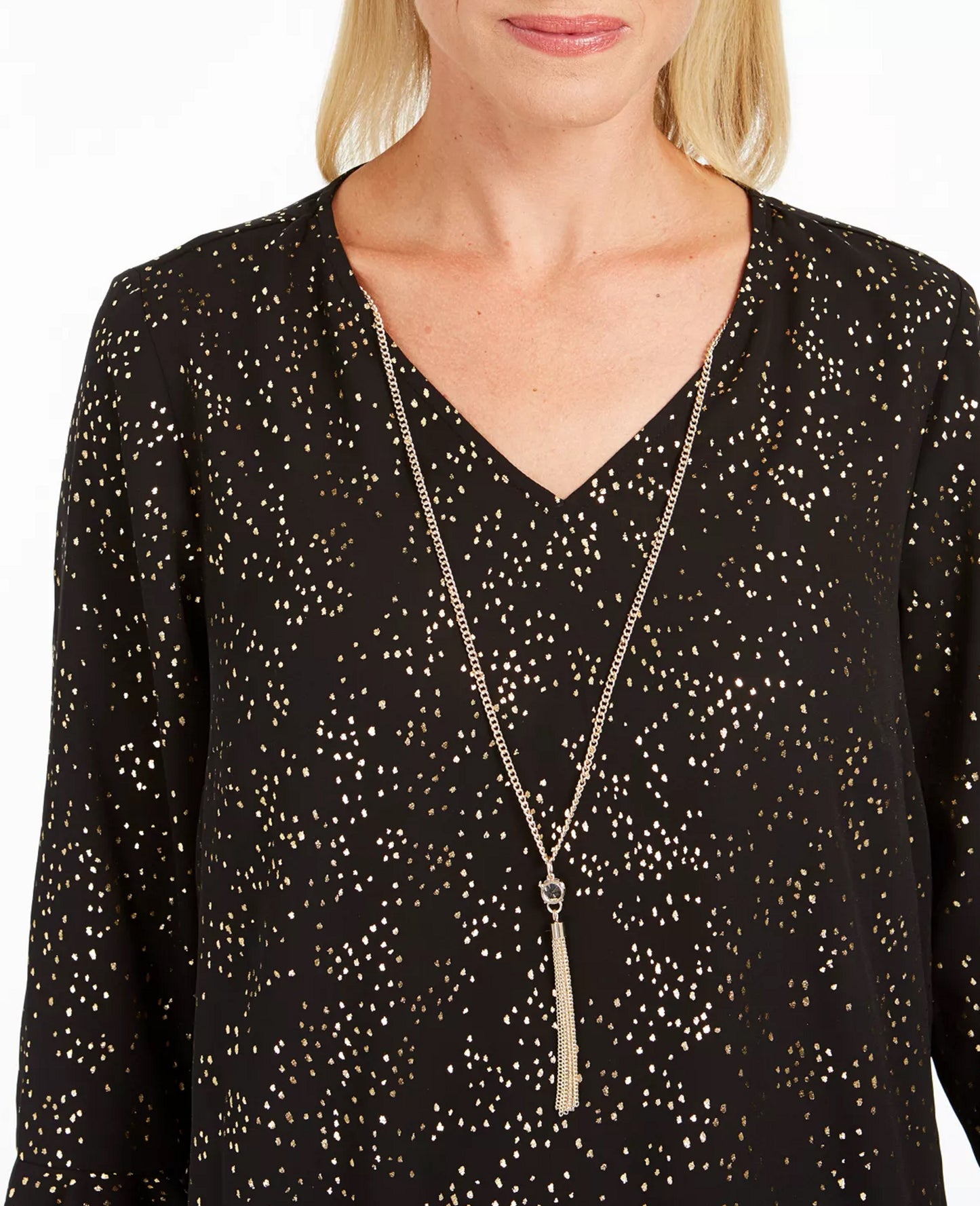 JM Collection Colar com Estampa de Folha, Preto, Tamanho X-S