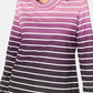 Karen Scott Sport Feminino Listrado Ombré Gola Alta Outono Berry Tamanho XS