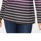 Karen Scott Sport Feminino Listrado Ombré Gola Alta Outono Berry Tamanho XS