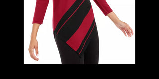 Túnica feminina Alfani Petite listrada assimétrica vermelha tamanho PS