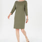 Vestido feminino Karen Scott Petite com decote canoa e tachas, verde, tamanho PS