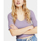 Top curto feminino Free People com decote redondo e recortes, cinza, tamanho grande