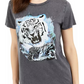 Camiseta feminina Guess Tiger Dream Easy Fit cinza tamanho X-G