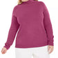Karen Scott Suéter Feminino Plus Gola Alta LuX-Smalloft Vermelho Tamanho -0X