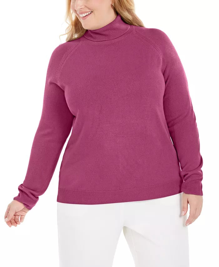 Karen Scott Suéter Feminino Plus Gola Alta LuX-Smalloft Vermelho Tamanho -0X