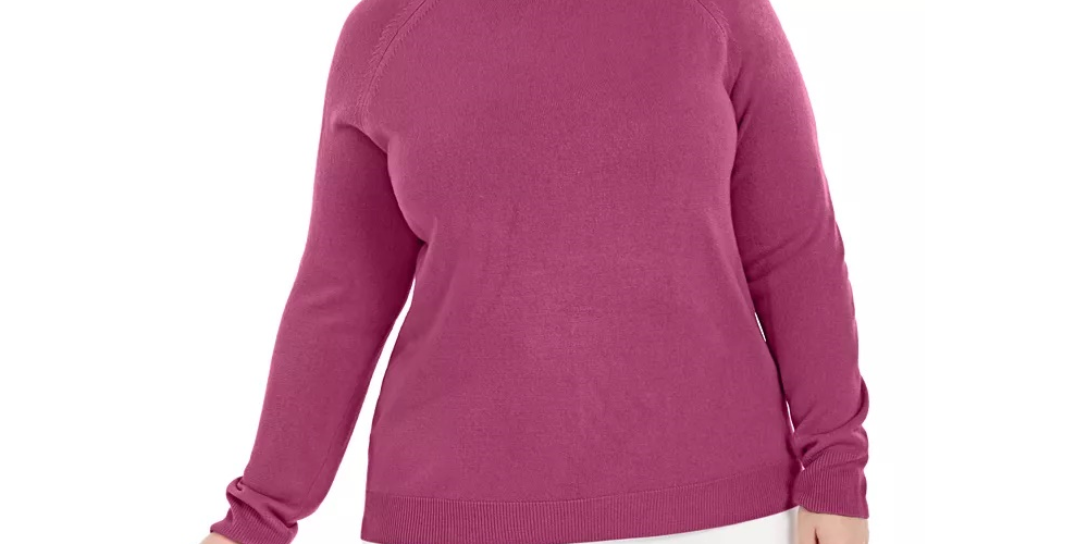 Karen Scott Suéter Feminino Plus Gola Alta LuX-Smalloft Vermelho Tamanho -0X
