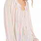 Blusa listrada feminina INC International Concepts Peasant, branca, tamanho grande