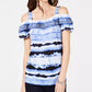 INC International Concepts Top feminino pequeno com estampa tie-dye e ombros descobertos, azul, tamanho PXL