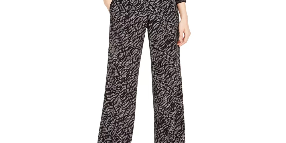 Calça feminina Michael Kors estampada de perna larga tamanho grande