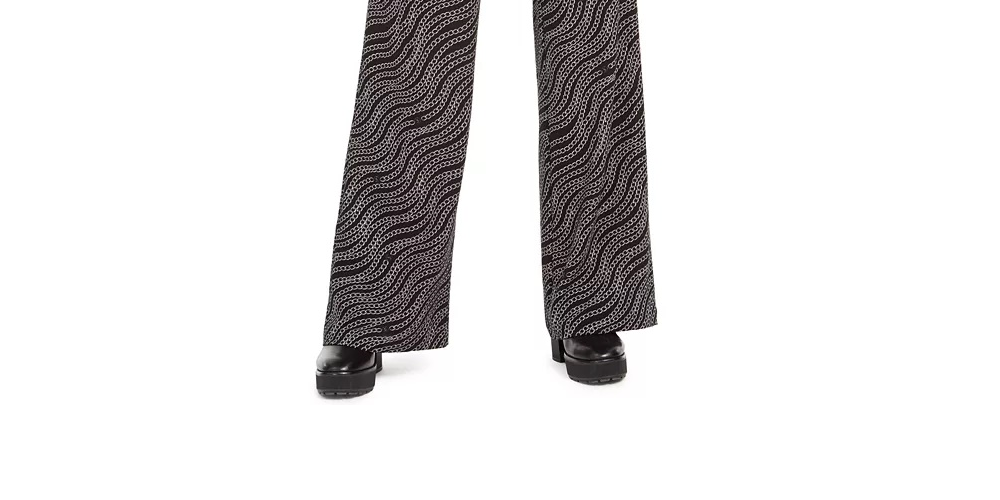 Calça feminina Michael Kors estampada de perna larga tamanho grande