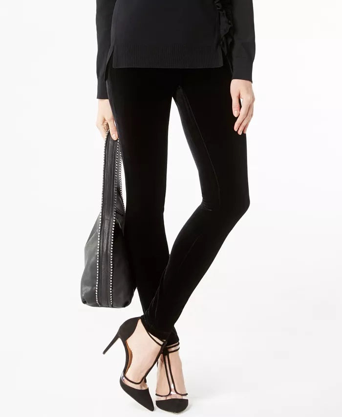 Calça skinny de veludo feminina Petite da INC International Concepts, preta, tamanho 4 Petite