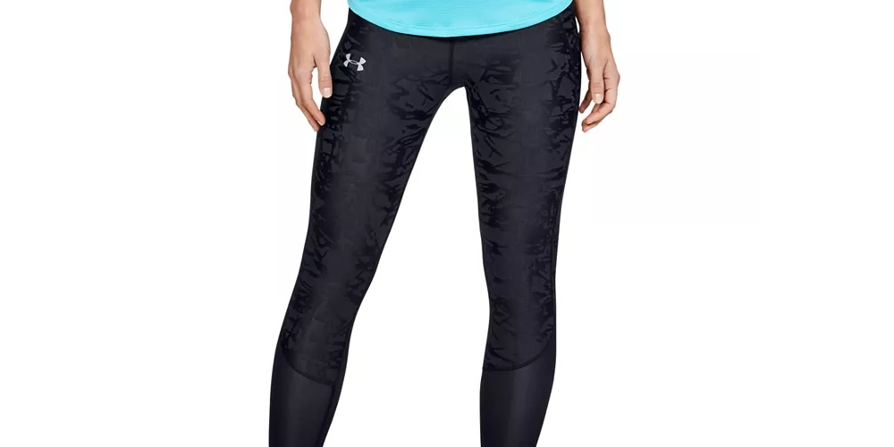 Calça legging de compressão Under Armour Qualifier Speedpocket feminina, preta, tamanho X-S