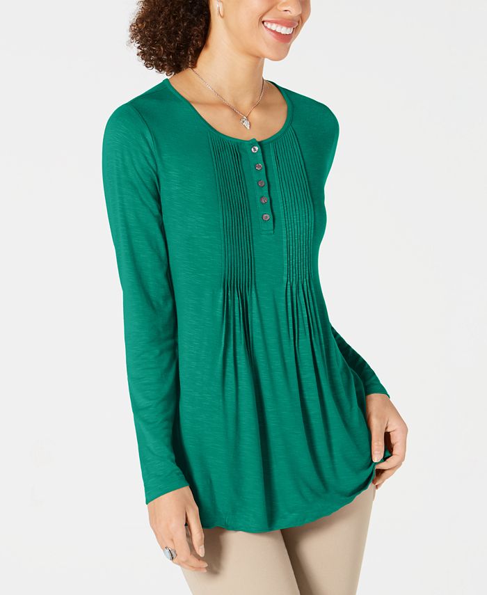 Blusa de manga comprida estilo &amp; co verde tamanho L