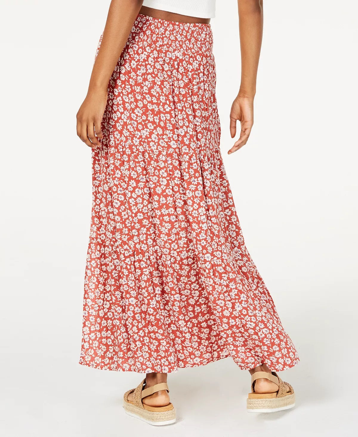 Saia longa estampada com cintura franzida da American Rag Juniors, tamanho X-S