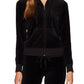 Juicy Couture Moletom com capuz feminino de veludo com zíper completo, preto, tamanho extragrande