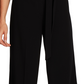 Calça feminina Vince Camuto com cinto, perna larga, texturizada, sarja, preta, cinza, tamanho 8