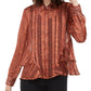 Blusa feminina com babados e estampa de cobra da INC International Concepts, laranja, tamanho médio