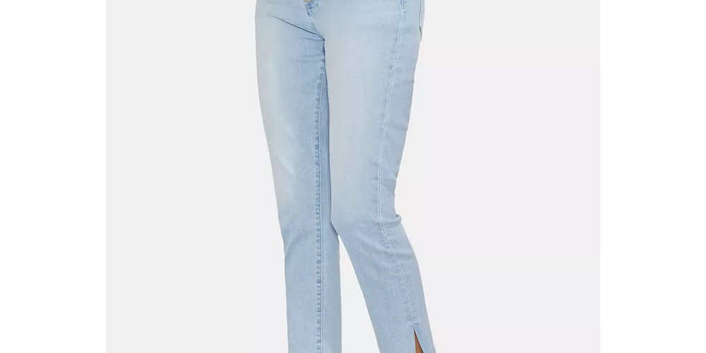 Calça jeans feminina Vince Camuto com botões e cintura alta, azul, tamanho 32