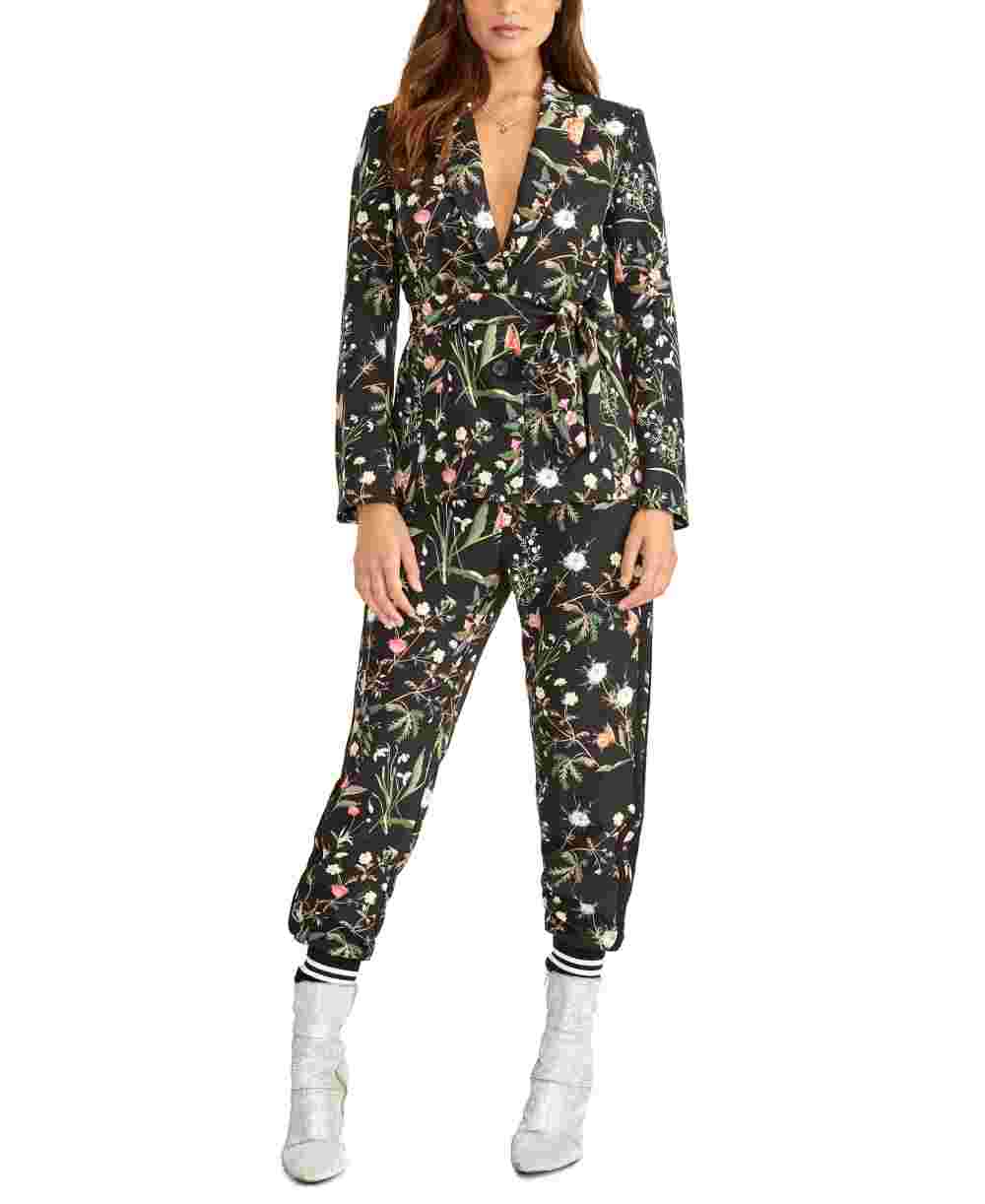 Blazer feminino com estampa floral Rachel Roy, preto, tamanho 2